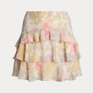 NWT | Lauren Ralph Lauren Floral Tiered Skirt, Size 12